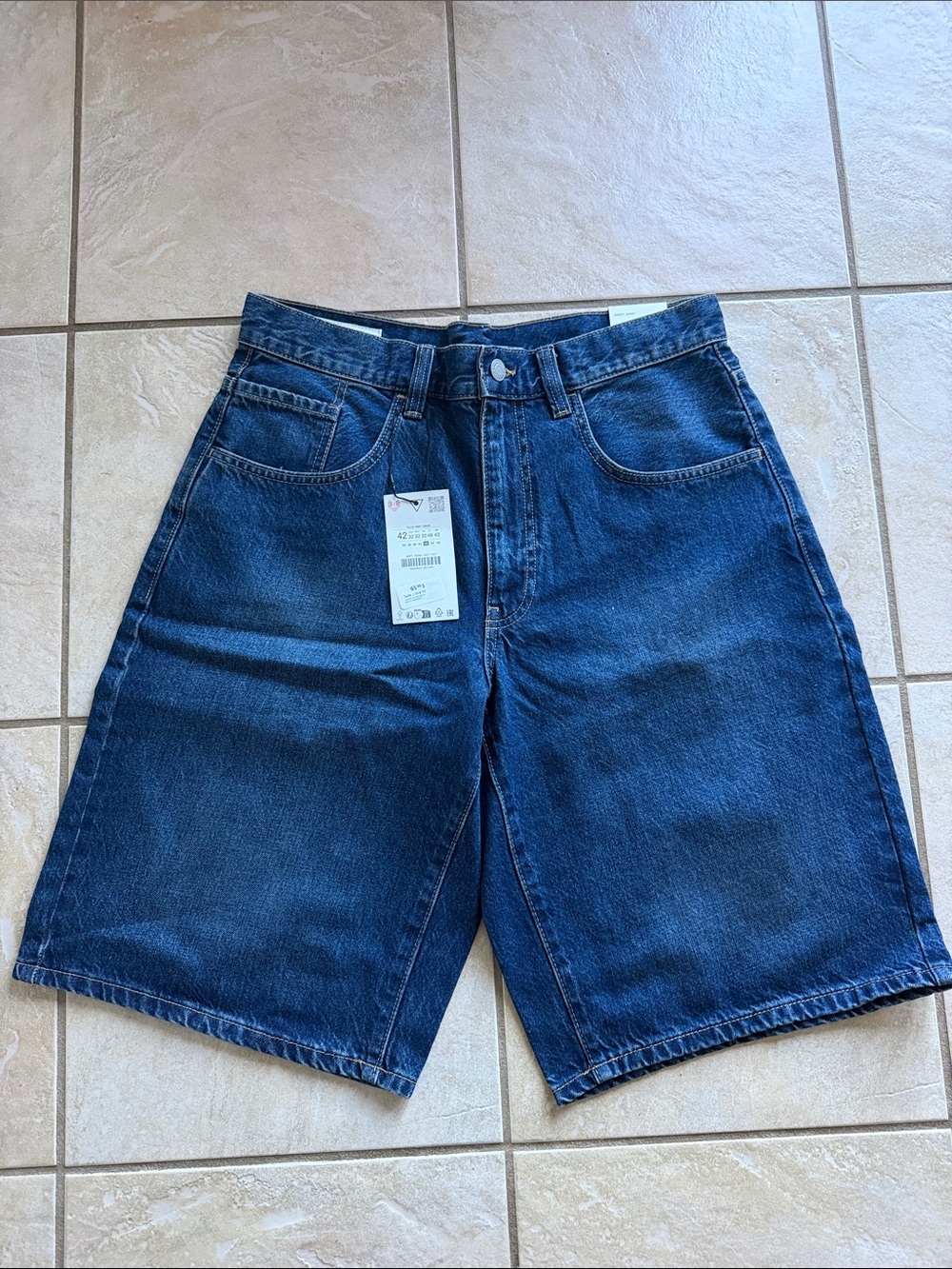 Men's Baggy Zara Dark Blue Denim Shorts - Casual Relaxed Fit